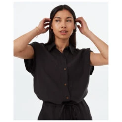 Tentree Women's Treelinen Button Front Romper - Combinaison -Rip Curl || Roxy || Seafolly Soldes Boutique tentree womens treelinen button front romper combinaison detail 3